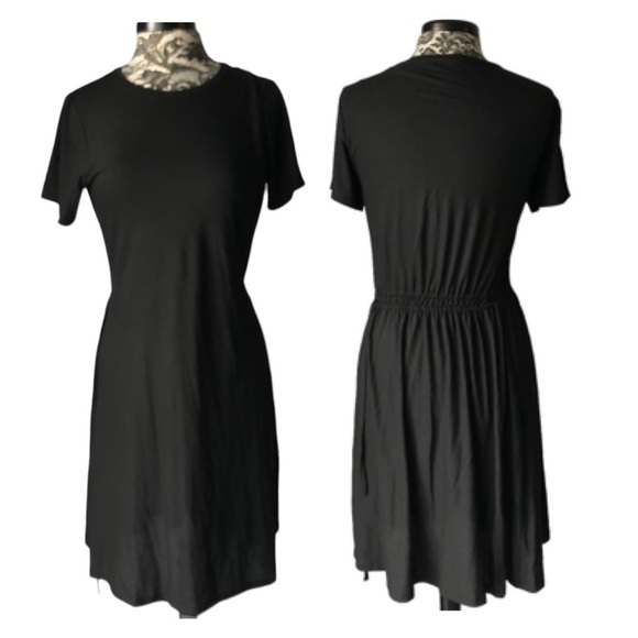 Theory Short Sleeve Black Dress Adjustable Waist Size Medium - Picture 1 of 7